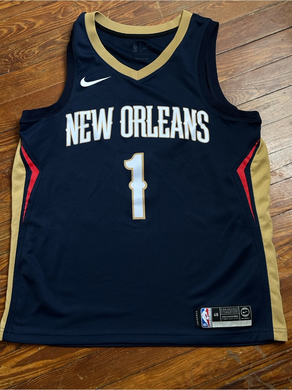 Nike New Orleans Navy Gold Accent Basketball Jersey #1 Zion Williamson